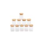 Jogo de 10 Potes Herméticos de Vidro Tampa de Bambu - 200 Ml Oikos