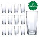 Jogo De 12 Copos Vidro Bali Quadrado Luxo Transparente 320ml