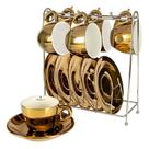 Jogo de 12 pecas para cafe em 80ml cor dourada e branca -