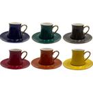 Jogo de 12 pecas para cafe Galet em new bone china 80ml colorido