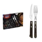 Jogo De 12 Talheres Para Churrasco Garfo e Faca Tramontina Madeira Polywood -