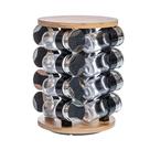 Jogo de 16 porta condimentos Vidro Suporte Bambu 100ml -Dynasty