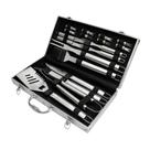 Jogo de 19 pecas Gourmet para churrasco em aco inox com maleta em alumínio L43xP22xA7cm