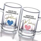 Jogo De 2 Caneca de Vidros De Vidro Presente Casamento Batizado Madrinha Padrinho Dinda E Dindo