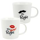 Jogo de 2 canecas Couple em new bone china 280ml A7 cor branca - Dynasty