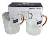 Jogo de 2 canecas de vidro borossilicato da Fracalanza, 350ml