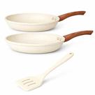 Jogo De 2 Frigideiras Indução 20cm e 24cm com Espátula Creme Lehaví