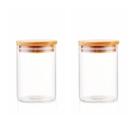 Jogo De 2 Potes Herméticos De Vidro Tampa De Bambu - 700 Ml Jogo De 2 Potes Herméticos De Vidro Tampa De Bambu - 700 Ml
