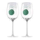 Jogo de 2 taças para vinho Faces em vidro 560ml laranja e verde -L Hermitage Jogo de 2 taças para vinho Faces em vidro 560ml laranja e verde -L Hermitage