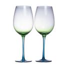 Jogo de 2 tacas Vinho Palm Springs em vidro verde degrade 550ml -Fracalanza