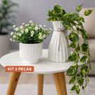Jogo de 2 Vasos Decoração Buque Floral Artificial E Joboia Pendente enfeite casa sala escritórios vaso para centro de mesa estante