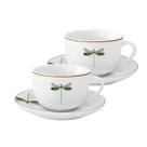 Jogo de 2 xícaras de café com pires Libélula em porcelana - 80ml ,da L'Hermitage. Jogo de 2 xícaras de café com pires Libélula em porcelana - 80ml ,da L'Hermitage.