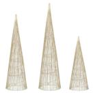 Jogo de 3 Árvores de Natal C/ LED e Glitter Dourado Trio Decorativo (90/60/40cm)