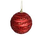 Jogo De 3 Bolas De Natal Vermelho Brilho Lantejoula 10cm Jogo De 3 Bolas De Natal Vermelho Brilho Lantejoula 10cm