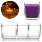 Jogo de 3 Castiçais Vidro Quadrado Para Mesa Jantar Jogo de 3 Castiçais Vidro Quadrado Para Mesa Jantar