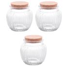 Jogo De 3 Potes 600ml Vidro E Tampa De Rolha Classic Lyor