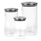 Jogo de 3 Potes Herméticos de Vidro Borossilicato - Dynasty