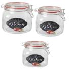 Jogo De 3 Potes Herméticos Kitchen Para Mantimentos Casambiente