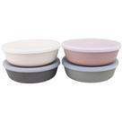 Jogo de 4 Bowls de Bambu WeeSprout para Crianças - 450ml com Tampas - Lavável em Lava-Louças