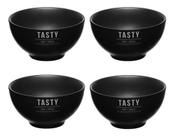 Jogo De 4 Bowls Porcelana 440ml Preto Manhattan Hauskraft