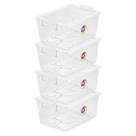 Jogo de 4 Caixas Organizadoras com Trava e Tampa 4 Litros Cristal Ordene Plástica Multiuso Retangular Cesto Kit Transparente Casa Pequeno Ferramentas