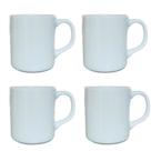 Jogo de 4 Canecas de Porcelana Branca 300ml - Kit Elegante