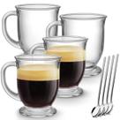 Jogo de 4 Canecas de Vidro para Café Mfacoy 450 ml Transparentes
