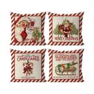 Jogo de 4 Capas de Fronha de Natal com Design de Rena - Luxuoso em Mistura de Linho