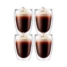 Jogo de 4 copos 380ml parede dupla de vidro