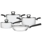 Jogo de 4 Panelas Tramontina Brava Baquelite Aço Inox Fundo Triplo Cabos Alças Baquelite Preto