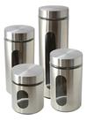 Jogo De 4 Potes Com Visor Inox Vidro Vítreo Mimo Style
