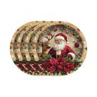 Jogo De 4 Sousplats De Rena Com Borda Dourada VIKAMA Para Decoração De Mesa De Jantar De Feriado