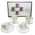 Jogo de 4 xícaras de café com pires de porcelana Ramoudie da L' Hermitage Jogo de 4 xícaras de café com pires de porcelana Ramoudie da L' Hermitage