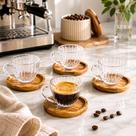 Jogo de 4 Xícaras Montecarlo 80ml p/ Caféde Cristal c/ Pires