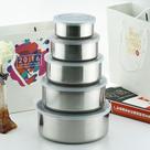 Jogo de 5 Bowls Inox com Tampa Vasilhas Herméticas para Cozinha, Saladeira e Armazenamento