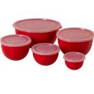 Jogo De 5 Potes De Plasticos Redondo Com Tampa