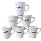 Jogo de 6 Canecas Cônicas de Porcelana 120ml Poá Colorido