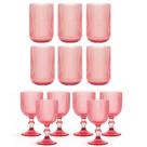 Jogo De 6 Copos 460ml E 6 Taças 390ml Rosa Versalhes Ke Home
