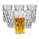 Jogo de 6 Copos de Vidro 335ml Diamante Para Água, Suco e Refrigerante