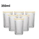 Jogo De 6 Copos de Vidro Borda Dourada 350ml Diamond