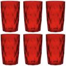 Jogo De 6 Copos Diamond Rubi Vermelho 350ml Ke Home