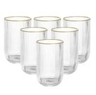 Jogo de 6 copos versalhes em vidro com borda dourada 420ml