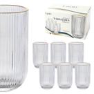 Jogo De 6 Copos Versalhes Em Vidro Com Borda Dourada 460ml