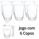 Jogo de 6 Copos Vidro 270ml - Vidro Grosso e ideal para Agua, Refrigerante, Suco, Cerveja