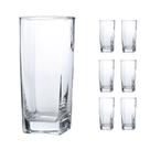 Jogo De 6 Copos Vidro Quadrado Colorido Cristal 320ml