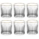 Jogo De 6 Copos Whisky 310ml Cristal Borda Dourada Soho Lhermitage