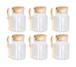 Jogo De 6 Porta-Mantimentos Em Vidro Borossilicato Com Tampa E Colher Em Bambu 250Ml - Dynasty
