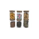 Jogo de 6 Potes Herméticos de Vidro Tampa de Bambu - 250 Ml Oikos
