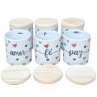 Jogo de 6 Potes Multi-Uso de Porcelana 300ml com Frases Motivacionais Jogo de 6 Potes Multi-Uso de Porcelana 300ml com Frases Motivacionais