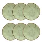 Jogo de 6 Pratos Fundos Oxford Ryo Bambu Marrom e Verde 22,5cm Porcelana